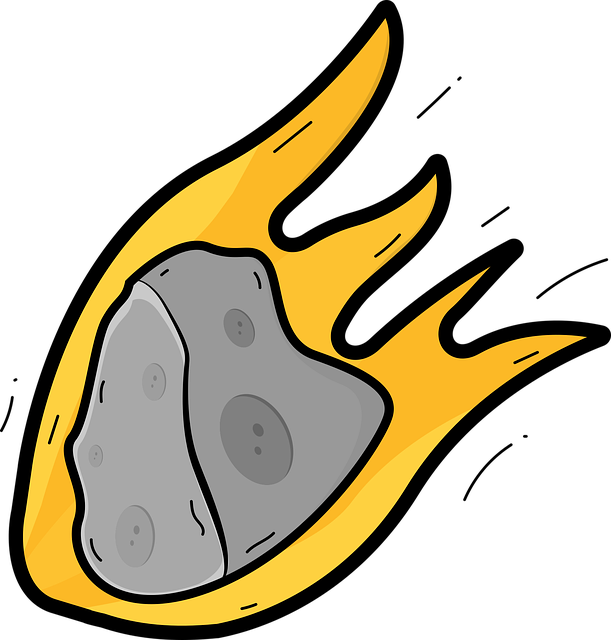Roca envuelta en llamas que representa un asteroide