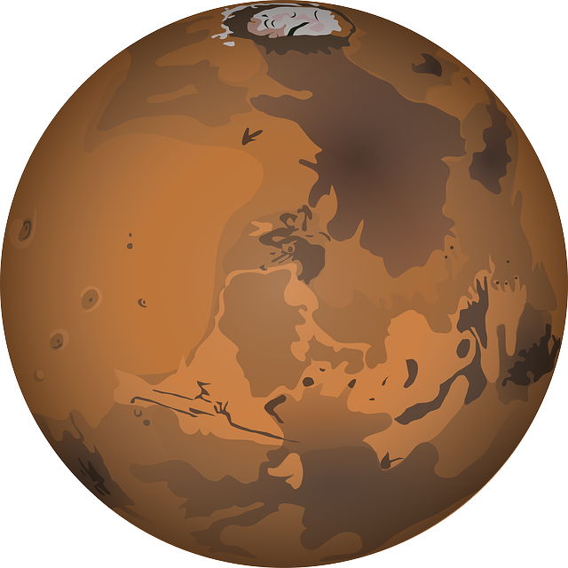 Planeta Marte, de color marrón anaranjado