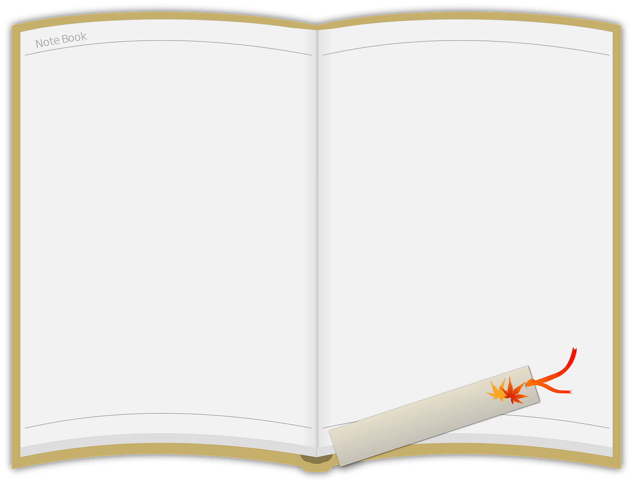 Libro de notas abierto por la mitad