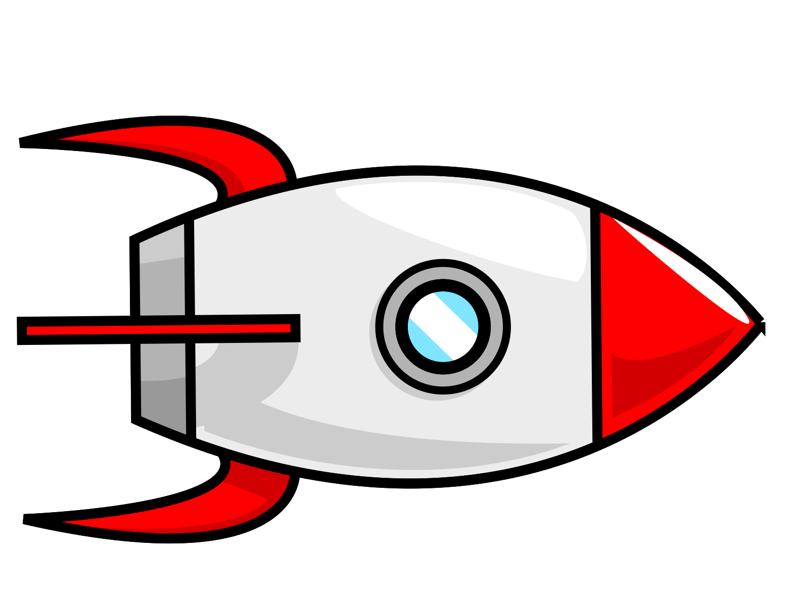 Cohete espacial con la punta roja y el resto del cohete blanco