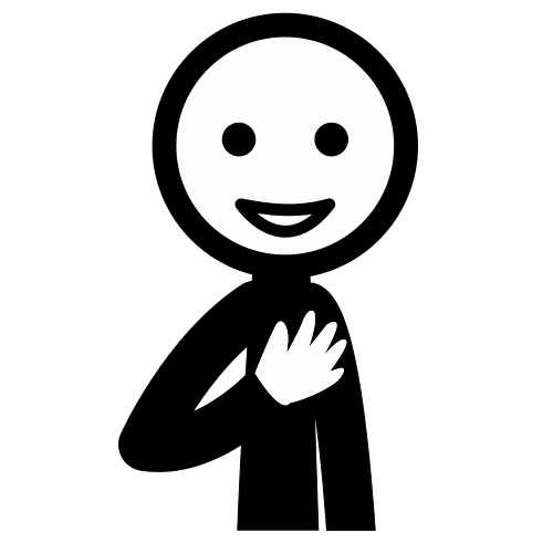 Personaje con la mano en el pecho dando las gracias