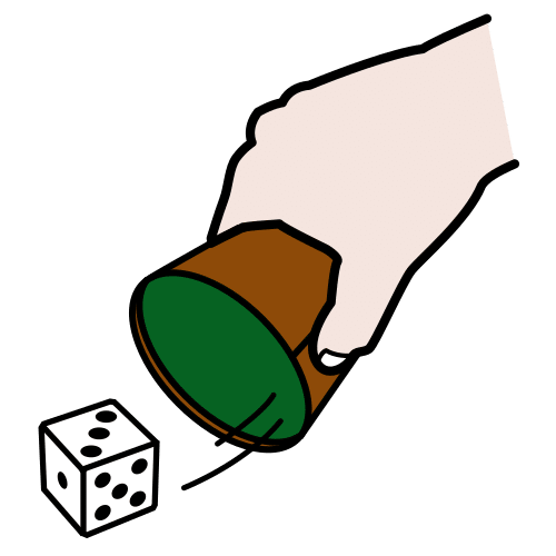 Mano lanzando un dado