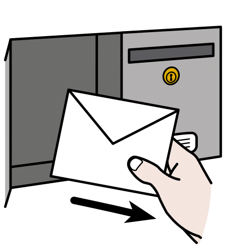 Pictograma de una mano recogiendo una carta del buzón